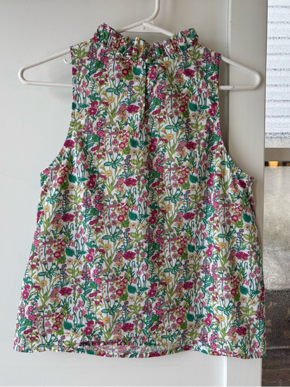 EUC - J Crew X Liberty Ruffled Neck Sleeveless Blouse (100% Cotton) - Picture 2 of 11